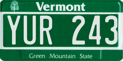 VT license plate YUR243