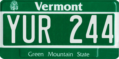 VT license plate YUR244
