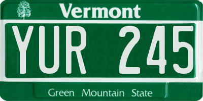 VT license plate YUR245