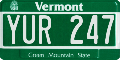 VT license plate YUR247