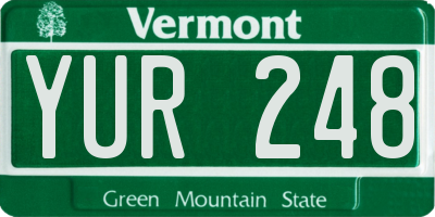 VT license plate YUR248
