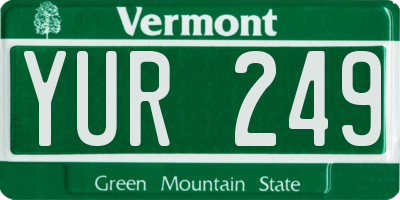 VT license plate YUR249