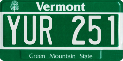 VT license plate YUR251