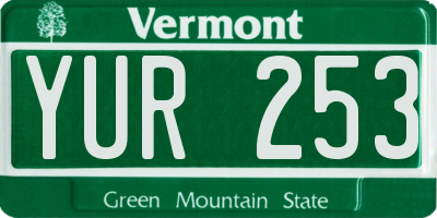 VT license plate YUR253