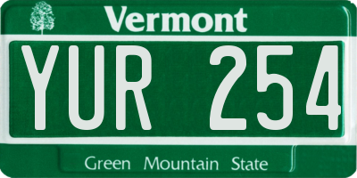 VT license plate YUR254