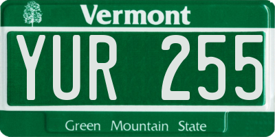 VT license plate YUR255