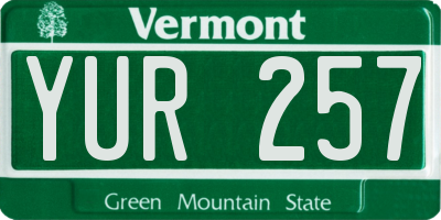 VT license plate YUR257