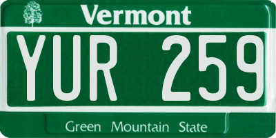 VT license plate YUR259