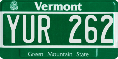 VT license plate YUR262