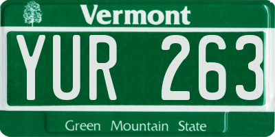 VT license plate YUR263