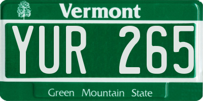 VT license plate YUR265