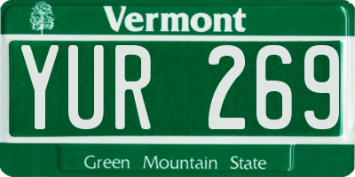 VT license plate YUR269