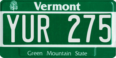 VT license plate YUR275