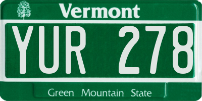VT license plate YUR278