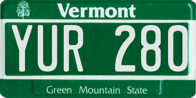 VT license plate YUR280