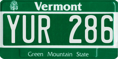 VT license plate YUR286