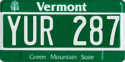 VT license plate YUR287