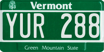 VT license plate YUR288