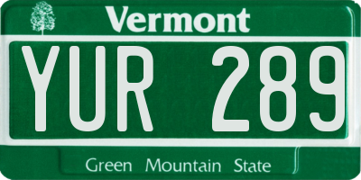 VT license plate YUR289