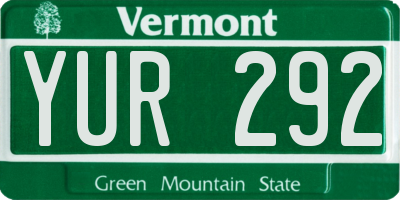 VT license plate YUR292