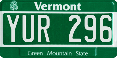 VT license plate YUR296