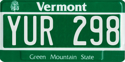 VT license plate YUR298
