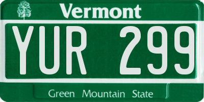 VT license plate YUR299