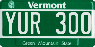 VT license plate YUR300