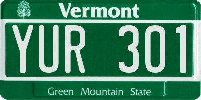 VT license plate YUR301
