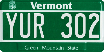 VT license plate YUR302