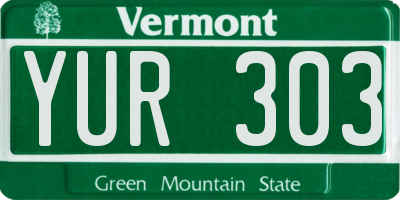 VT license plate YUR303