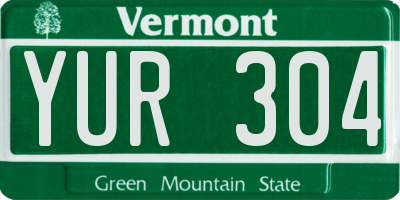 VT license plate YUR304