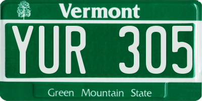 VT license plate YUR305