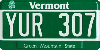 VT license plate YUR307