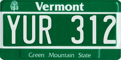 VT license plate YUR312