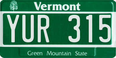 VT license plate YUR315
