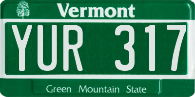 VT license plate YUR317