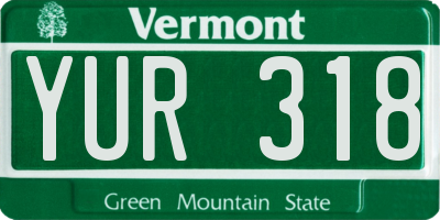 VT license plate YUR318