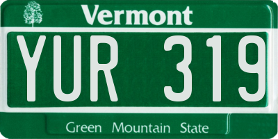 VT license plate YUR319