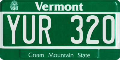 VT license plate YUR320
