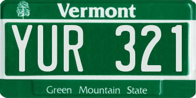 VT license plate YUR321