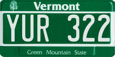 VT license plate YUR322