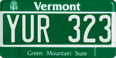 VT license plate YUR323