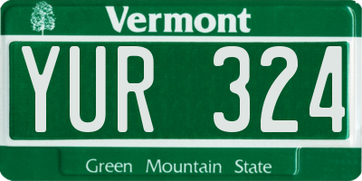 VT license plate YUR324