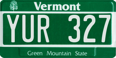 VT license plate YUR327