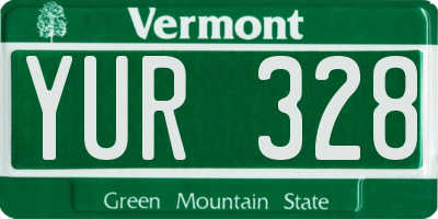 VT license plate YUR328
