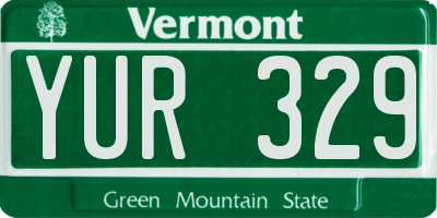 VT license plate YUR329