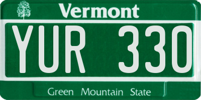 VT license plate YUR330