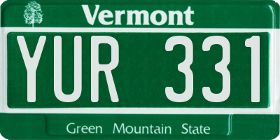 VT license plate YUR331