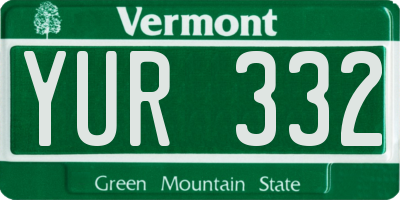 VT license plate YUR332